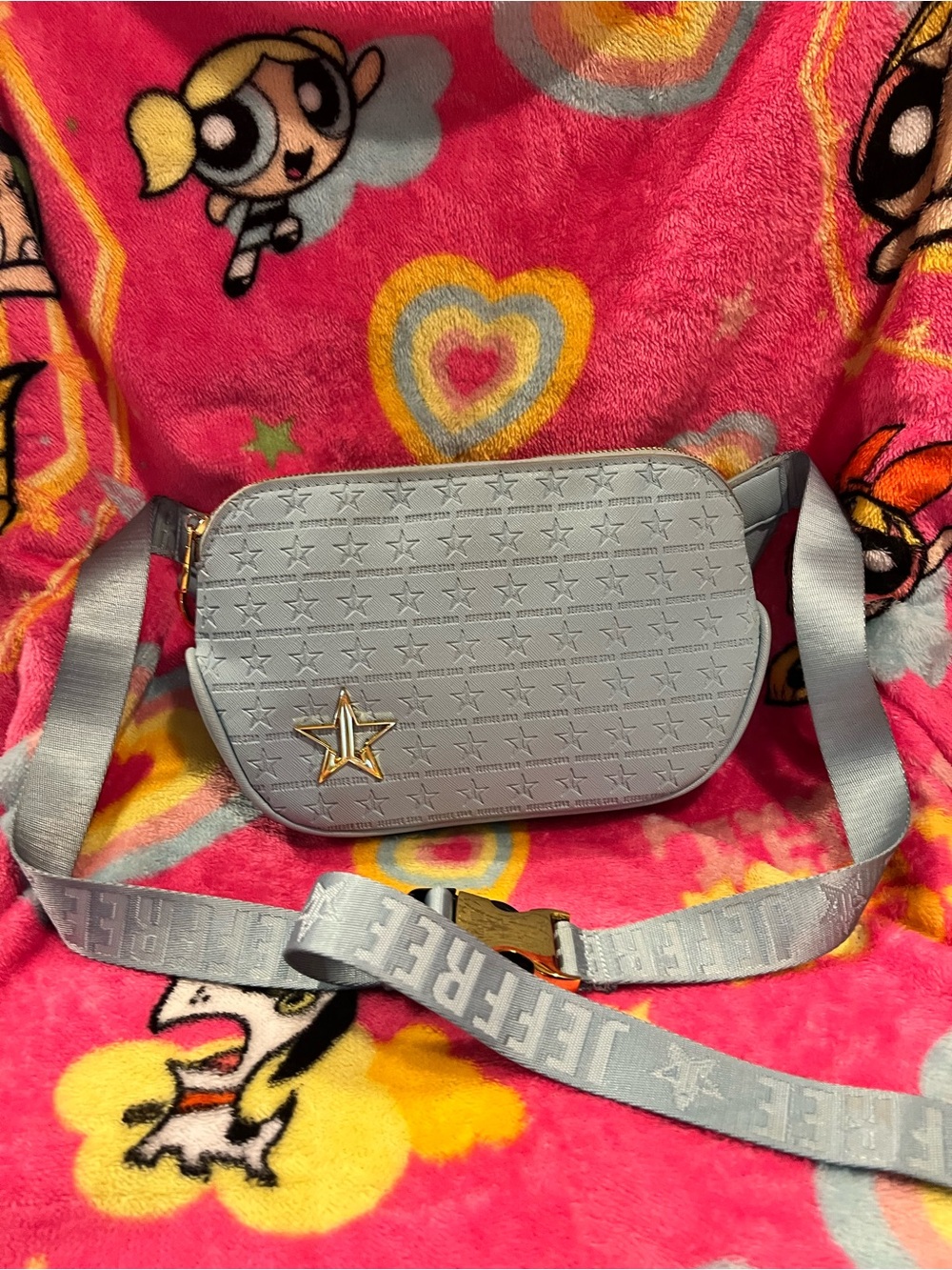 Jeffree Star Baby Blue Logo-Embossed Belt Bag/Crossbody | Star Pattern | GUC❣️ - Picture 2 of 15